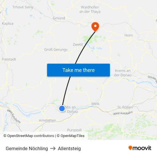 Gemeinde Nöchling to Allentsteig map