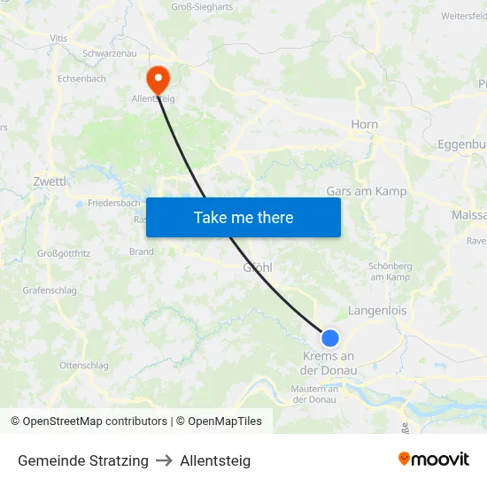Gemeinde Stratzing to Allentsteig map