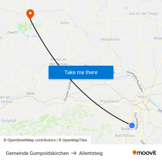 Gemeinde Gumpoldskirchen to Allentsteig map