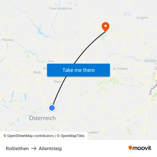 Roßleithen to Allentsteig map