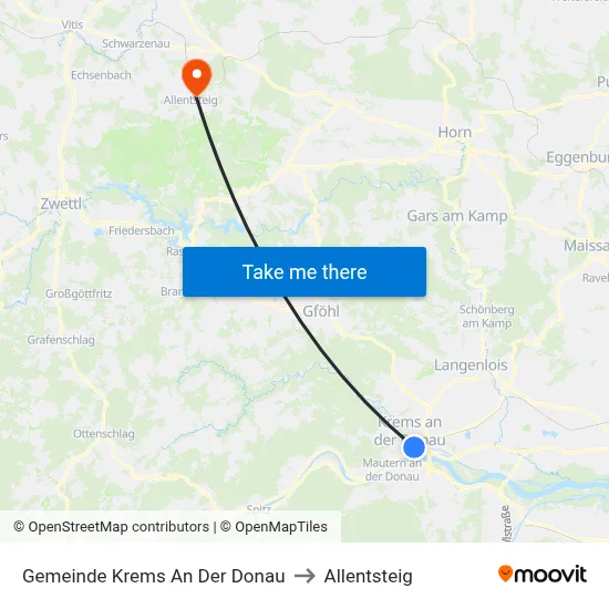 Gemeinde Krems An Der Donau to Allentsteig map