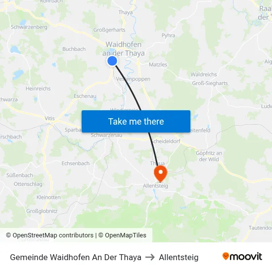 Gemeinde Waidhofen An Der Thaya to Allentsteig map