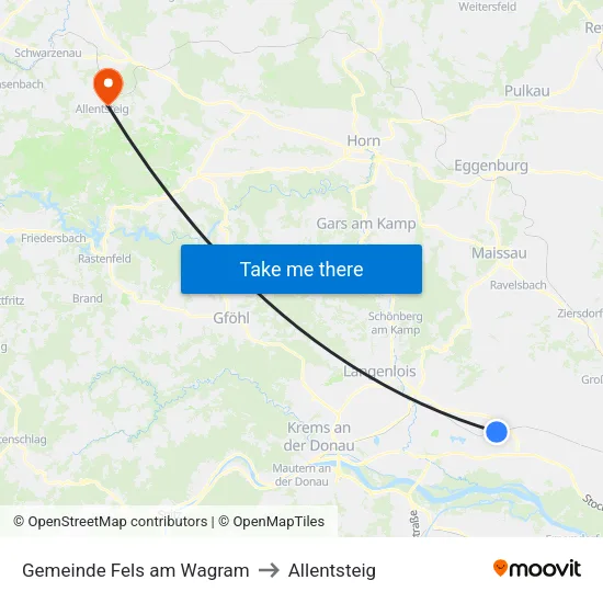 Gemeinde Fels am Wagram to Allentsteig map