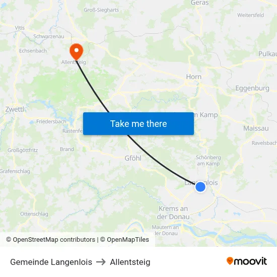 Gemeinde Langenlois to Allentsteig map