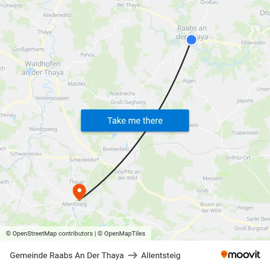 Gemeinde Raabs An Der Thaya to Allentsteig map