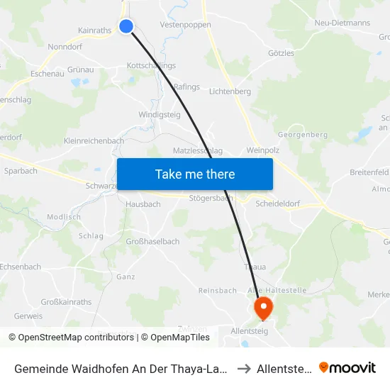 Gemeinde Waidhofen An Der Thaya-Land to Allentsteig map
