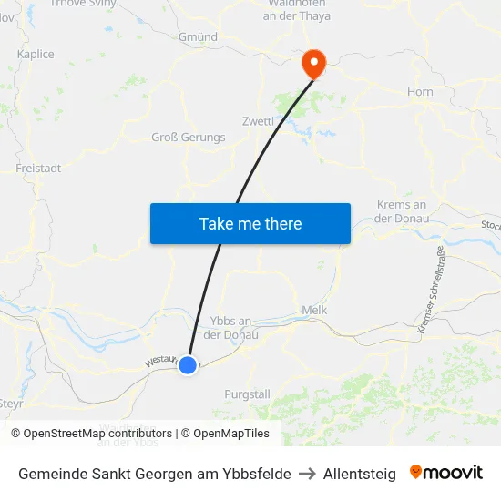 Gemeinde Sankt Georgen am Ybbsfelde to Allentsteig map