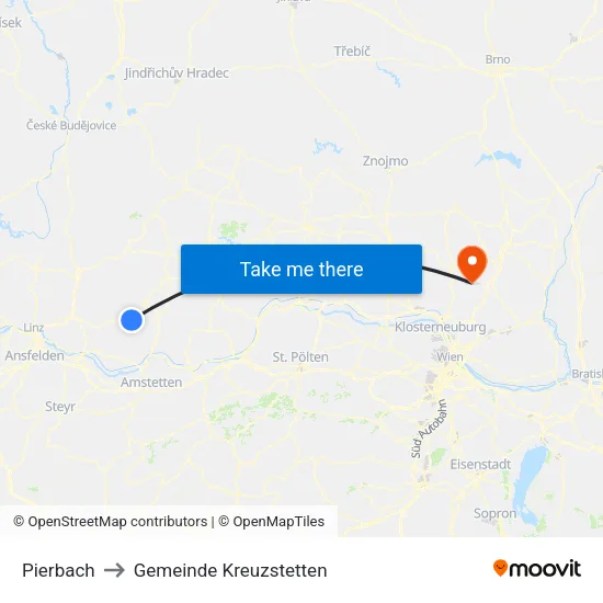 Pierbach to Gemeinde Kreuzstetten map