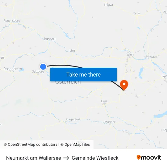 Neumarkt am Wallersee to Gemeinde Wiesfleck map