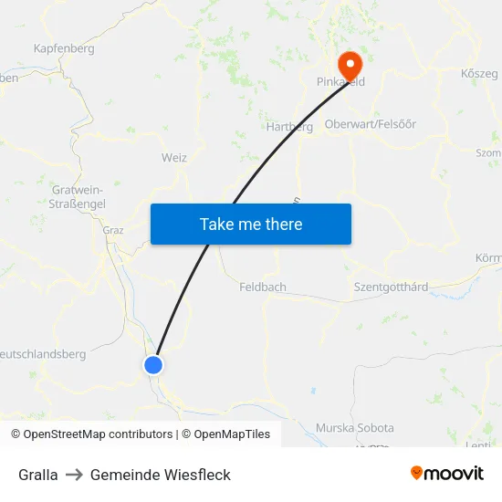 Gralla to Gemeinde Wiesfleck map