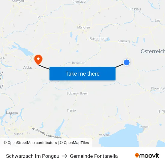 Schwarzach Im Pongau to Gemeinde Fontanella map