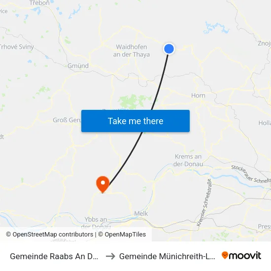 Gemeinde Raabs An Der Thaya to Gemeinde Münichreith-Laimbach map