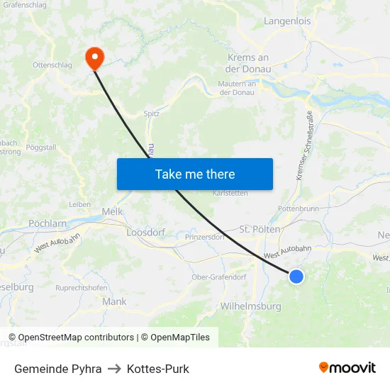 Gemeinde Pyhra to Kottes-Purk map