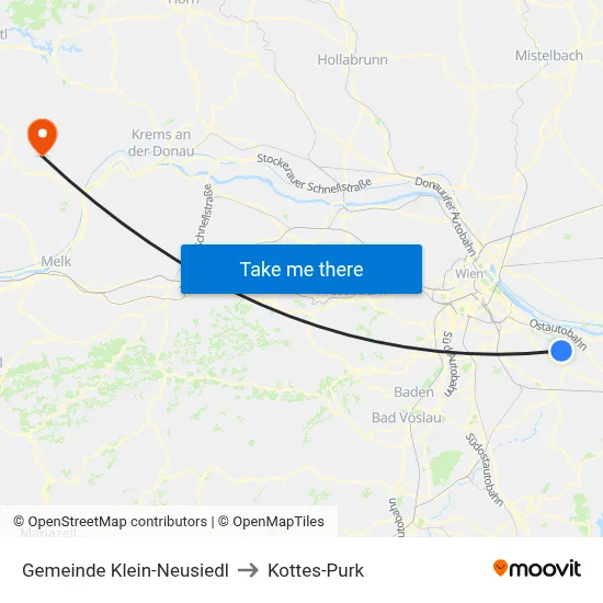 Gemeinde Klein-Neusiedl to Kottes-Purk map