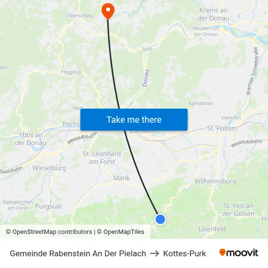 Gemeinde Rabenstein An Der Pielach to Kottes-Purk map