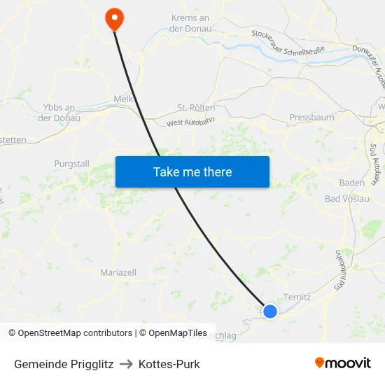 Gemeinde Prigglitz to Kottes-Purk map