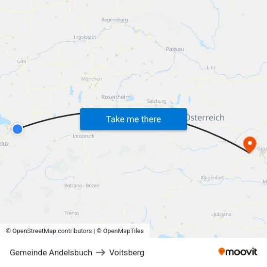 Gemeinde Andelsbuch to Voitsberg map