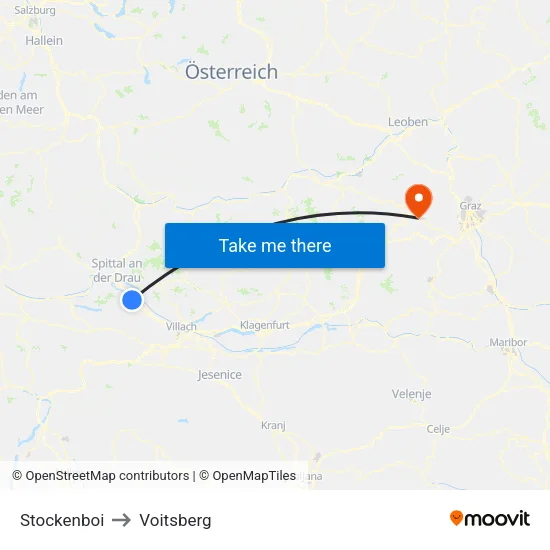 Stockenboi to Voitsberg map