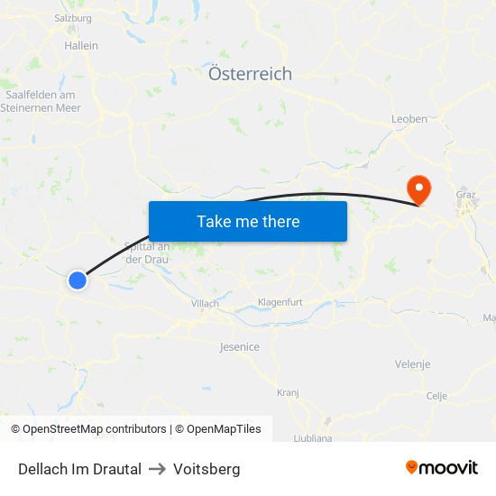 Dellach Im Drautal to Voitsberg map