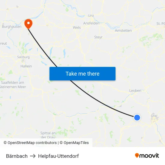 Bärnbach to Helpfau-Uttendorf map