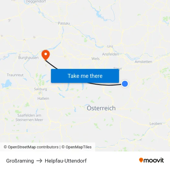 Großraming to Helpfau-Uttendorf map