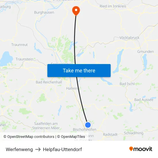 Werfenweng to Helpfau-Uttendorf map