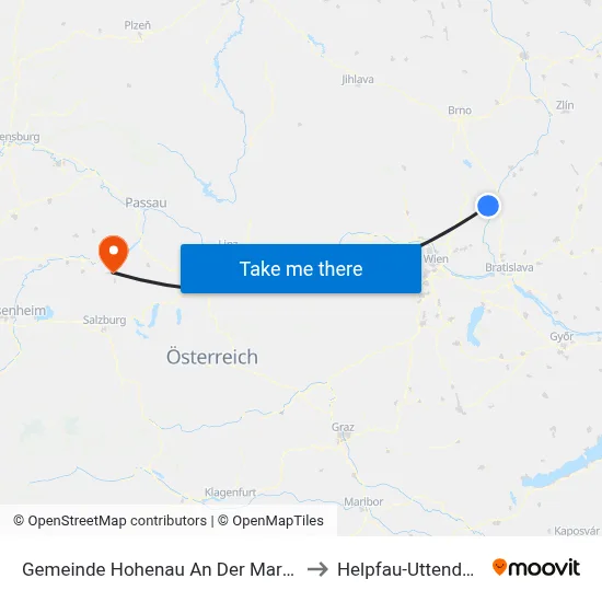 Gemeinde Hohenau An Der March to Helpfau-Uttendorf map