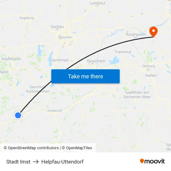 Stadt Imst to Helpfau-Uttendorf map