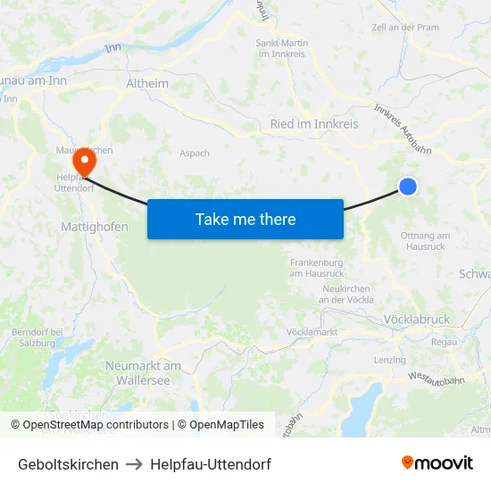 Geboltskirchen to Helpfau-Uttendorf map