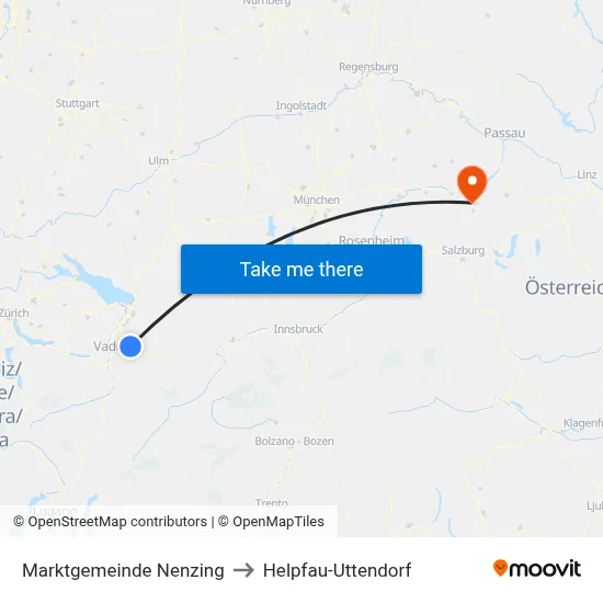 Marktgemeinde Nenzing to Helpfau-Uttendorf map