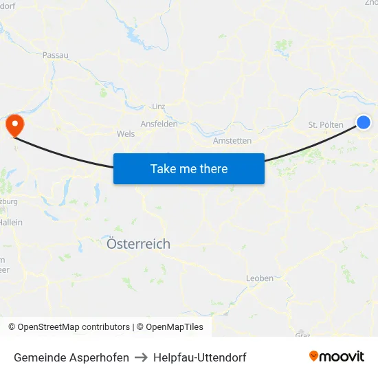 Gemeinde Asperhofen to Helpfau-Uttendorf map