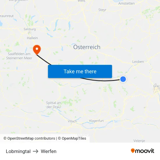 Lobmingtal to Werfen map