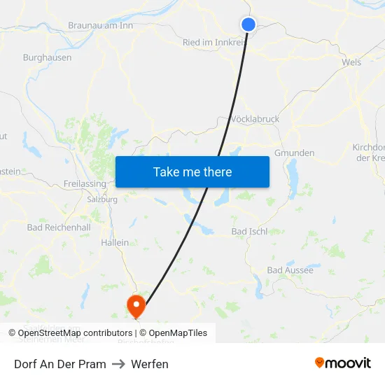 Dorf An Der Pram to Werfen map