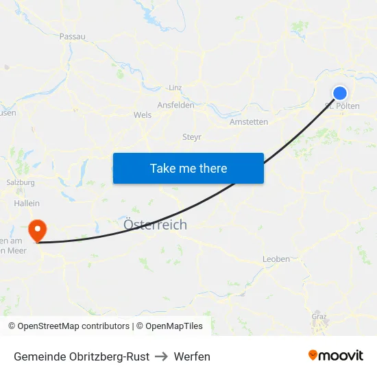 Gemeinde Obritzberg-Rust to Werfen map