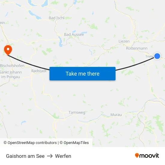 Gaishorn am See to Werfen map