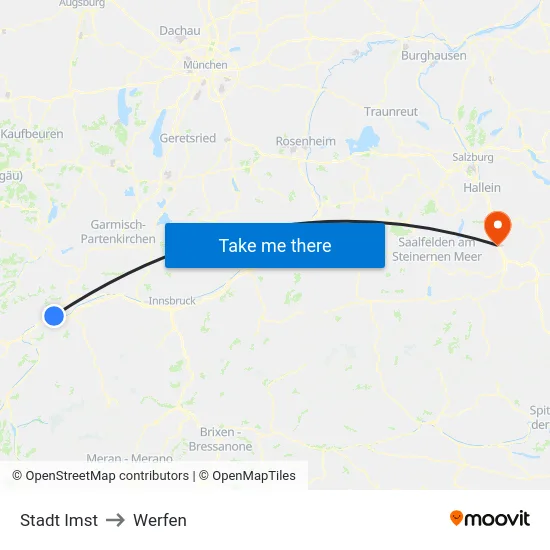 Stadt Imst to Werfen map