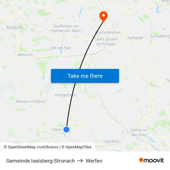 Gemeinde Iselsberg-Stronach to Werfen map