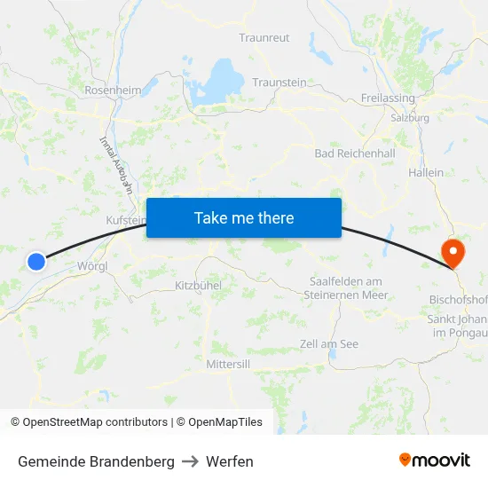 Gemeinde Brandenberg to Werfen map