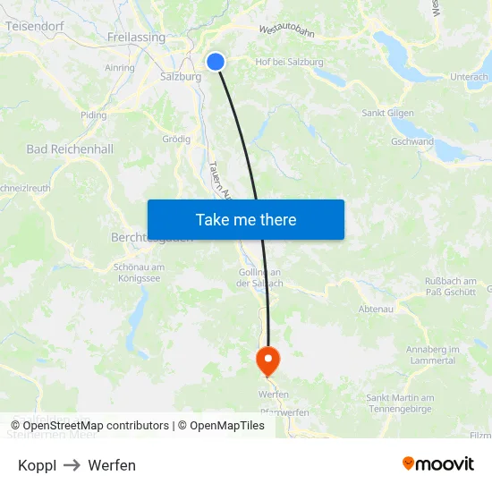 Koppl to Werfen map