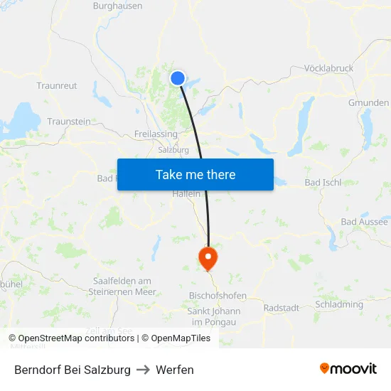 Berndorf Bei Salzburg to Werfen map