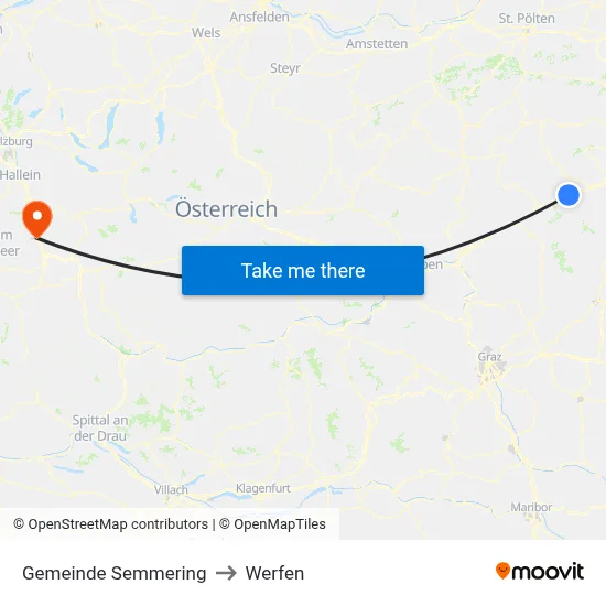 Gemeinde Semmering to Werfen map