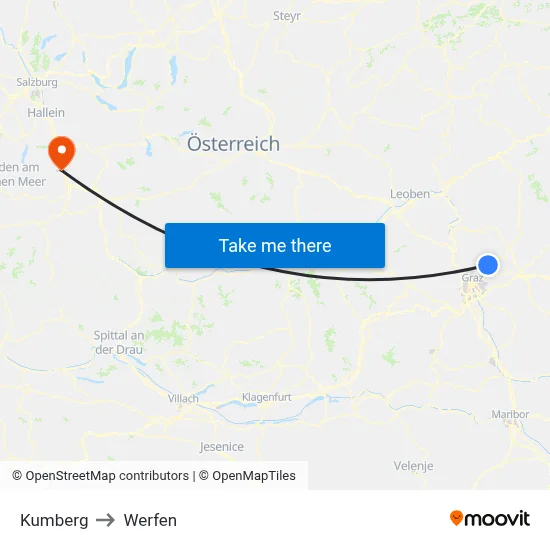 Kumberg to Werfen map