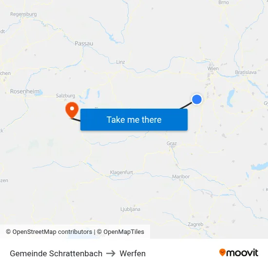 Gemeinde Schrattenbach to Werfen map