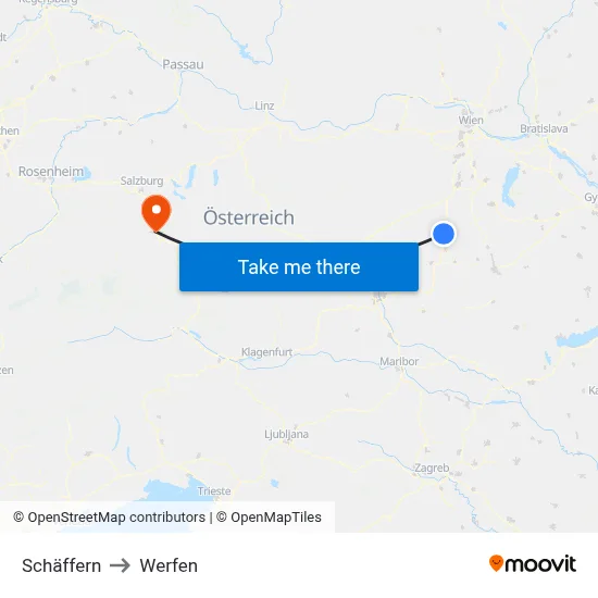 Schäffern to Werfen map