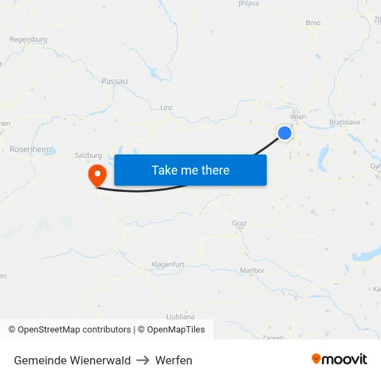 Gemeinde Wienerwald to Werfen map