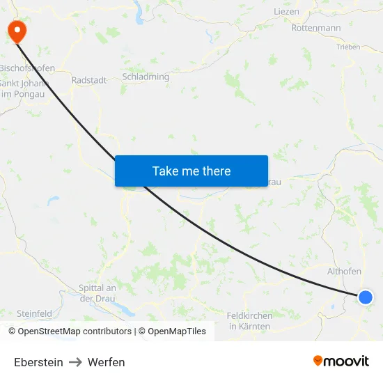 Eberstein to Werfen map