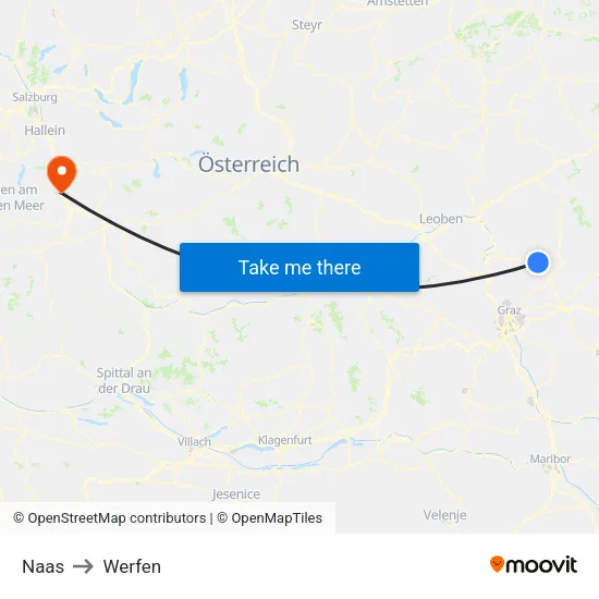 Naas to Werfen map