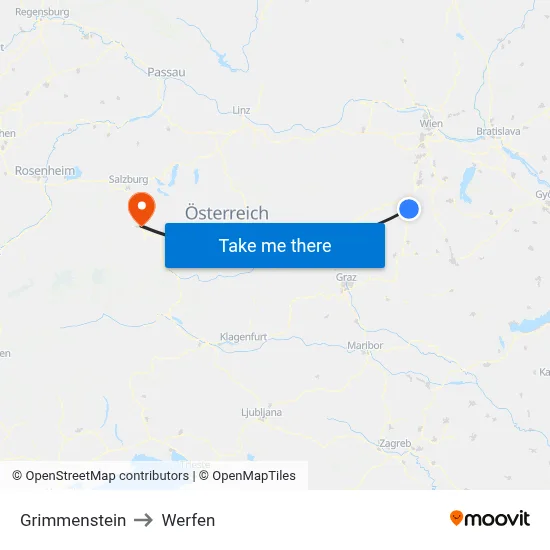 Grimmenstein to Werfen map