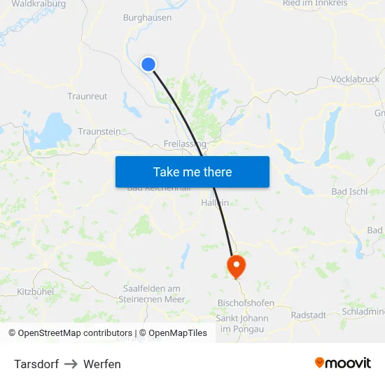 Tarsdorf to Werfen map