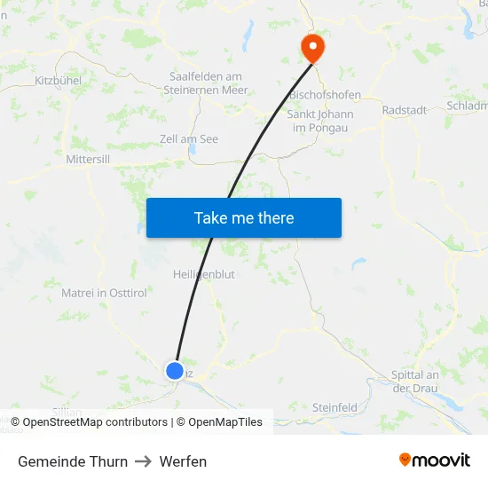 Gemeinde Thurn to Werfen map